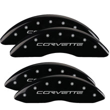 Load image into Gallery viewer, MGP 4 Caliper Covers Engraved Front &amp; Rear C6/Corvette Black finish silver ch Caliper Covers MGP
