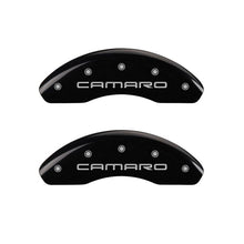 Load image into Gallery viewer, MGP 4 Caliper Covers Engraved Front &amp; Rear Gen 4/Camaro Black finish silver ch Caliper Covers MGP
