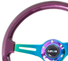 Load image into Gallery viewer, NRG Classic Wood Grain Steering Wheel (350mm) Purple Pearl Paint w/Neochrome 3-Spoke Center Steering Wheels NRG
