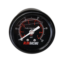 Load image into Gallery viewer, BLOX Racing Liquid-Filled Fuel Pressure Gauge 0-100psi (Black Face) Gauges BLOX Racing   
