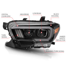 Load image into Gallery viewer, ANZO 2016-2017 Toyota Tacoma Projector Headlights w/ Plank Style Switchback Black w/ Amber Headlights ANZO
