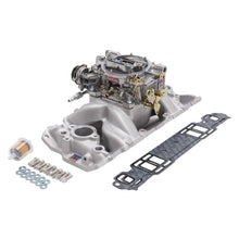 Load image into Gallery viewer, Edelbrock Manifold And Carb Kit Performer Air-Gap Small Block Chevrolet 1957-1986 Natural Finish Intake Manifolds Edelbrock
