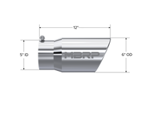 Load image into Gallery viewer, MBRP Universal Tip 6 O.D. Angled Rolled End 5 inlet 12 length Steel Tubing MBRP
