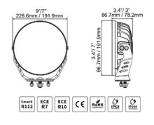 Load image into Gallery viewer, Go Rhino Xplor Blackout Series Round LED Spot Light Beam w/DRL (Surface/Thread Stud Mnt) 7in. - Blk Light Bars &amp; Cubes Go Rhino   
