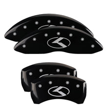 Load image into Gallery viewer, MGP 4 Caliper Covers Engraved Front &amp; Rear Circle K/Kia Black Finish Silver Char 2018 Kia Stinger Caliper Covers MGP
