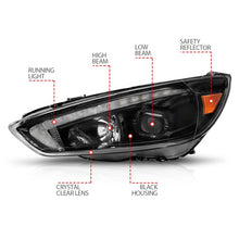 Load image into Gallery viewer, ANZO 15-18 Ford Focus Projector Headlights - w/ Light Bar Switchback Black Housing Headlights ANZO
