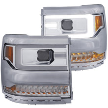 Load image into Gallery viewer, ANZO 16-17 Chevy Silverado 1500 Projector Headlights Plank Style Design Chrome w/ Amber Headlights ANZO
