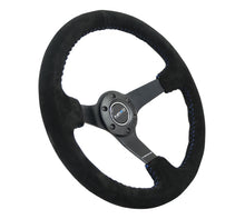 Load image into Gallery viewer, NRG Reinforced Steering Wheel (350mm / 3in. Deep) Blk Suede/Blue BBall Stitch w/5mm Matte Blk Spokes Steering Wheels NRG
