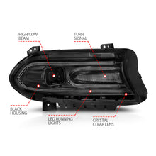 Load image into Gallery viewer, ANZO 2015-2018 Dodge Charger Projector Headlights Plank Style Black Headlights ANZO
