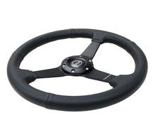 Load image into Gallery viewer, NRG Sport Steering Wheel (350mm / 1.5in Deep) Black Leather Black Stitch w/Matte Black Solid Spokes Steering Wheels NRG

