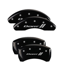 Load image into Gallery viewer, MGP 4 Caliper Covers Engraved Front &amp; Rear With stripes/Dart Black finish silver ch Caliper Covers MGP
