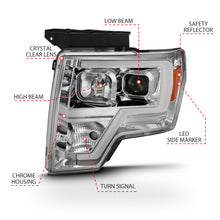Load image into Gallery viewer, ANZO 2009-2014 Ford F-150 Projector Headlight Plank Style Chrome Amber Headlights ANZO
