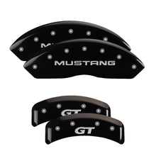 Load image into Gallery viewer, MGP 4 Caliper Covers Engraved Front Mustang Engraved Rear SN95/GT Black finish silver ch Caliper Covers MGP
