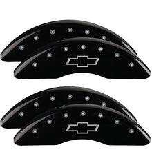Load image into Gallery viewer, MGP 4 Caliper Covers Engraved Front &amp; Rear Bowtie Black finish silver ch Caliper Covers MGP
