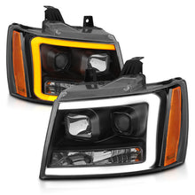 Load image into Gallery viewer, ANZO 07-14 Chevy Tahoe Projector Headlights w/ Plank Style Design Black w/ Amber Headlights ANZO
