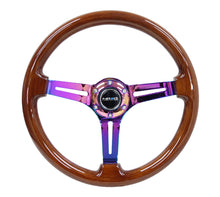 Load image into Gallery viewer, NRG Reinforced Steering Wheel (350mm / 3in. Deep) Brown Wood w/Blk Matte Spoke/Neochrome Center Mark Steering Wheels NRG
