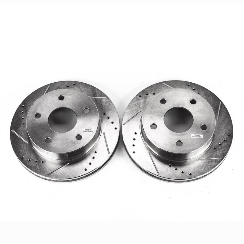 Power Stop 00-01 Dodge Ram 1500 Front Evolution Drilled & Slotted Rotors - Pair Brake Rotors - Slot & Drilled PowerStop