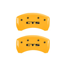 Load image into Gallery viewer, MGP 4 Caliper Covers Engraved Front Cursive/Cadillac Engraved Rear CTS Yellow finish black ch Caliper Covers MGP
