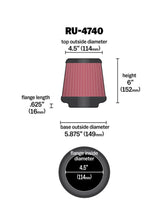 Load image into Gallery viewer, K&amp;N Filter Universal Rubber Filter Round Tapered 4.5in  Flange 5.875in Base 4.5 inch Top 6in  Height Air Filters - Universal Fit K&amp;N Engineering   
