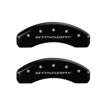 Load image into Gallery viewer, MGP 4 Caliper Covers Engraved Front &amp; Rear Stingray Black finish silver ch Caliper Covers MGP
