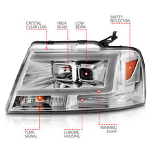 Load image into Gallery viewer, ANZO 2004-2008 Ford F-150 Projector Headlights w/ Light Bar Chrome Housing Headlights ANZO
