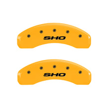 Load image into Gallery viewer, MGP 4 Caliper Covers Engraved Front &amp; Rear SHO Yellow finish black ch Caliper Covers MGP
