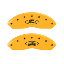 Load image into Gallery viewer, MGP 2 Caliper Covers Engraved Front Oval Logo/Ford Yellow Finish Blk Char 2011 Ford Focus Caliper Covers MGP
