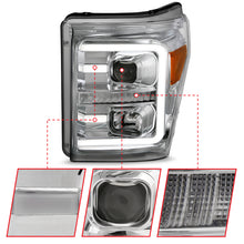 Load image into Gallery viewer, ANZO 11-16 Ford F-250/F-350/F-450 Projector Headlights w/ Plank Style Switchback Chrome w/Amber Headlights ANZO
