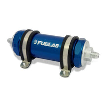 Load image into Gallery viewer, Fuelab 828 In-Line Fuel Filter Long -12AN In/Out 100 Micron Stainless - Blue Fuel Filters Fuelab

