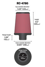 Load image into Gallery viewer, K&amp;N Universal Filter Round Tapered 4in FlangeID / 6.625in Base OD / 5.25in Top OD / 9.5in Height Air Filters - Universal Fit K&amp;N Engineering   
