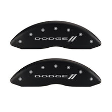 Load image into Gallery viewer, MGP 4 Caliper Covers Engraved Front &amp; Rear With stripes/Dodge Red finish silver ch Caliper Covers MGP
