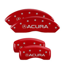 Load image into Gallery viewer, MGP 4 Caliper Covers Engraved Front &amp; Rear Acura Red Finish Silver Char 2017 Acura RDX Caliper Covers MGP
