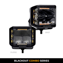 Load image into Gallery viewer, Go Rhino Xplor Blackout Combo Series Cube Sideline LED Spot Lights w/ Amber 4x3 - Blk (Pair) Light Bars &amp; Cubes Go Rhino   

