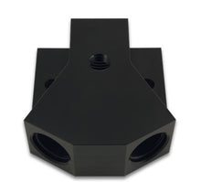 Load image into Gallery viewer, Vibrant Billet Aluminum Y-Block Fitting with 1/8in NPT Port -8AN x Dual -8AN ORB Fittings Vibrant

