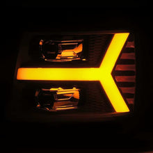 Load image into Gallery viewer, AlphaRex 07-13 Chevy 1500HD PRO-Series Proj Headlight Plank Style Matte Blk w/Activ Light/Seq Signal Headlights AlphaRex

