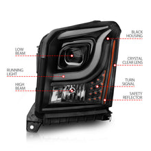 Load image into Gallery viewer, Anzo 15-17 GMC Yukon/Yukon XL Projector Headlights Black Housing/Clear Lens (w/ Light Bars) Headlights ANZO
