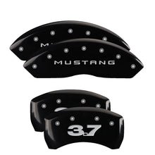 Load image into Gallery viewer, MGP 4 Caliper Covers Engraved Front Mustang Engraved Rear 37 Black finish silver ch Caliper Covers MGP
