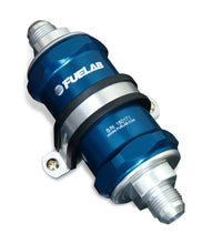 Load image into Gallery viewer, Fuelab 848 In-Line Fuel Filter Standard -6AN In/Out 40 Micron Stainless w/Check Valve - Blue Fuel Filters Fuelab
