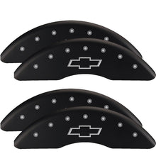 Load image into Gallery viewer, MGP 4 Caliper Covers Engraved Front &amp; Rear Bowtie Black finish silver ch Caliper Covers MGP
