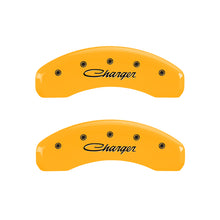 Load image into Gallery viewer, MGP 4 Caliper Covers Engraved Front &amp; Rear Cursive/Charger Yellow finish black ch Caliper Covers MGP
