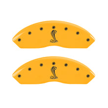 Load image into Gallery viewer, MGP 4 Caliper Covers Engraved Front &amp; Rear Tiffany Snake Yellow Finish Black Char 2004 Ford Mustang Caliper Covers MGP
