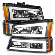 Load image into Gallery viewer, ANZO 2003-2006 Chevrolet Silverado 1500 Crystal Headlights w/ Light Bar Black Housing Headlights ANZO
