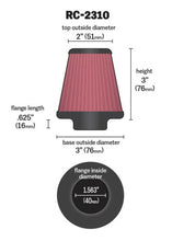 Load image into Gallery viewer, K&amp;N Universal Round Tapered Chrome Filter 1.563in Flange ID x 3in Base OD x 2in Top OD x 3in H Air Filters - Universal Fit K&amp;N Engineering   
