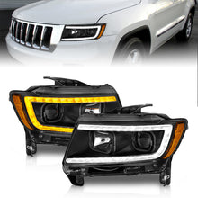 Load image into Gallery viewer, ANZO 11-13 Jeep Grand Cherokee (Factory Halogen Only) Projector Headlights w/Light Bar Swtchbk Black Headlights ANZO
