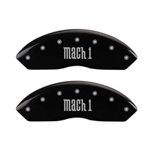 Load image into Gallery viewer, MGP 4 Caliper Covers Engraved Front &amp; Rear Mach 1 Black finish silver ch Caliper Covers MGP
