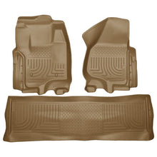 Load image into Gallery viewer, Husky Liners 2012.5 Ford SD Crew Cab WeatherBeater Combo Tan Floor Liners (w/o Manual Trans Case) Floor Mats - Rubber Husky Liners
