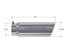 Load image into Gallery viewer, MBRP Universal Tip 6in OD Angled Rolled End 5in Inlet 18in Lgth T304 Exhaust Steel Tubing MBRP   
