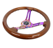 Load image into Gallery viewer, NRG Reinforced Steering Wheel (350mm / 3in. Deep) Brown Wood w/Blk Matte Spoke/Neochrome Center Mark Steering Wheels NRG
