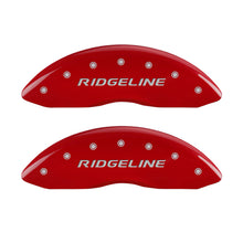 Load image into Gallery viewer, MGP 4 Caliper Covers Engraved Front &amp; Rear RidgelineRed Finish Silver Char 2017 Honda Ridgeline Caliper Covers MGP   
