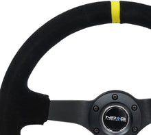 Load image into Gallery viewer, NRG Reinforced Steering Wheel (350mm / 3in. Deep) Blk Suede/X-Stitch w/5mm Blk Spoke &amp; Yellow CM Steering Wheels NRG
